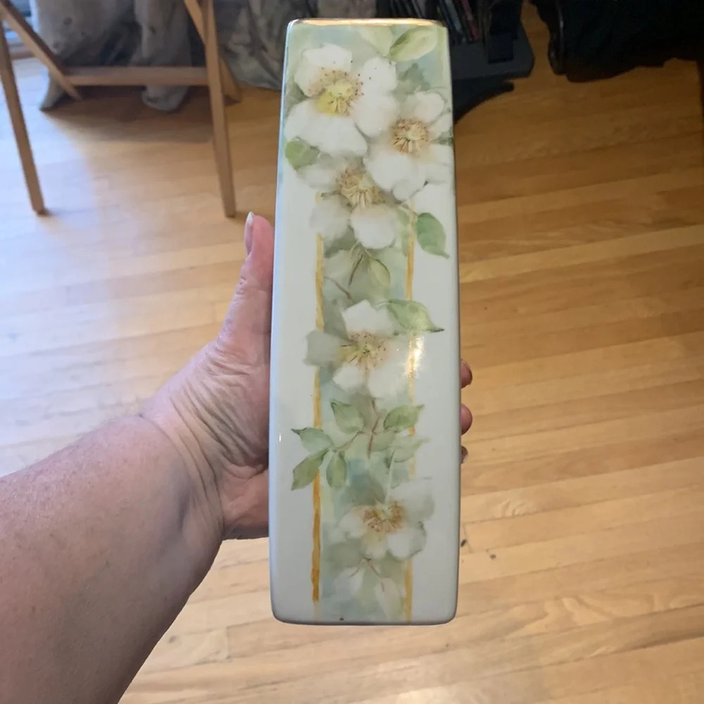 Vintage Leart Hand Painted Signed Numbered Floral Porcelain Vase